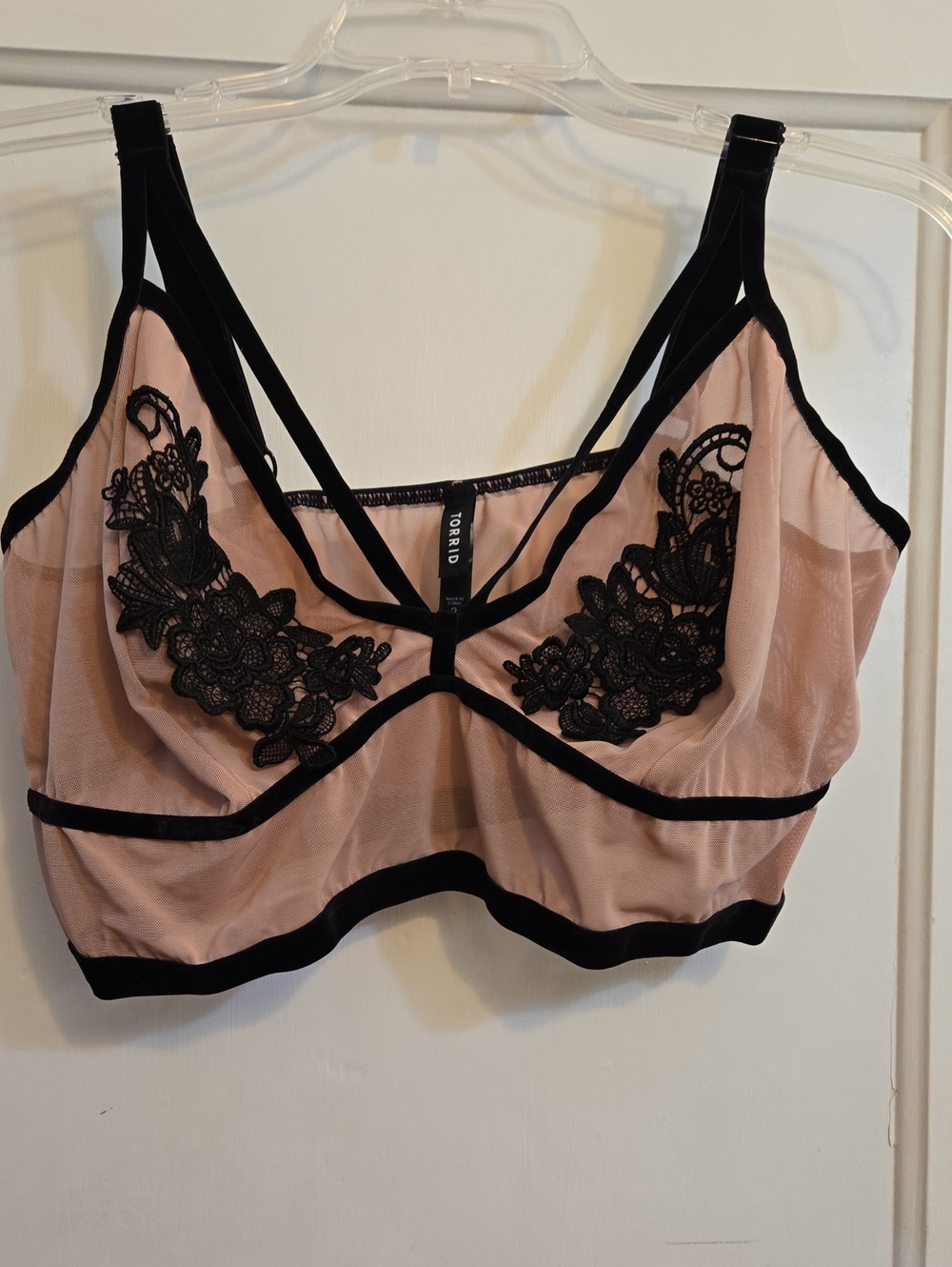 TORRID Blush Pink & Black Lace Bralette